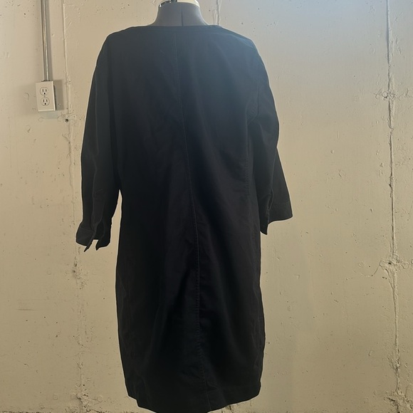 J Jill stretch dark blue quarter stretch Sleeve Dress snap buttons pockets - Picture 2 of 13